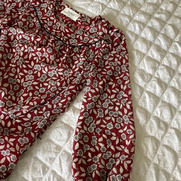 ba&sh Billy ruched Red and White Sheath Dress with Peter Pan Collar - Picture 5 of 13